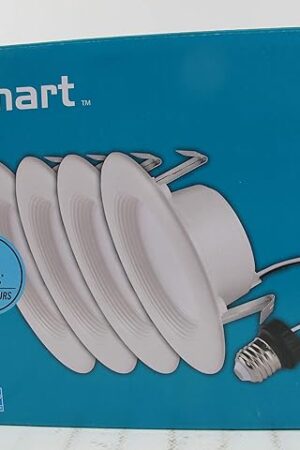 EcoSmart 4 in. White Integrated LED Recessed Trim, Daylight (4-Pack)