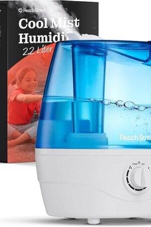 Cool Mist Humidifiers for Bedroom - 2.2L Water Tank, Baby, Office, Quiet Ultrasonic Air Vaporizer, Adjustable Mist Level, 360 Nozzle Rotation, Auto-Shut Off, Large Area Humidifier Easy Fill and Clean