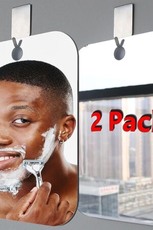 2 Pack Shatterproof Shower Mirror for Shaving Wall (Lager 10.7x8 inch) 40% Than Original, Unbreakable Deluxe Makeup Mirror, Locker Mirrors for Outdoor Shower Mirrors, Portable Handheld Camping