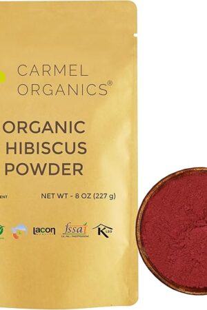 CARMEL ORGANICS Hibiscus Petals Powder 8 Ounce or 0.5 Lb(Pack of 1) | USDA Certified Organic| Non GMO & Gluten Free | Rich in Vitamin C | Indian Origin Hibiscus Petals Powder