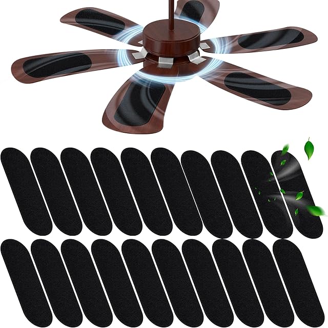 20 Pcs Ceiling Fan Filters for Blades, Activated Coconut Shell Carbon Fan Filters for Ceiling Fan Blades, Easy-Stick Adhesive, Air Purifiers for Home & Office, Unscented, Traps Household Contaminants