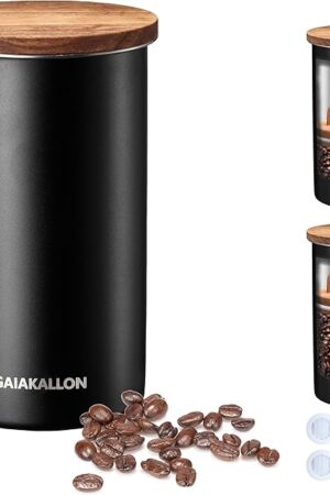 Vacuum Coffee Canister, Stainless Steel Airtight Coffee Storage Container, Coffee Container for 12oz Coffee Beans, Coffee Beans Storage, 34 fl.oz