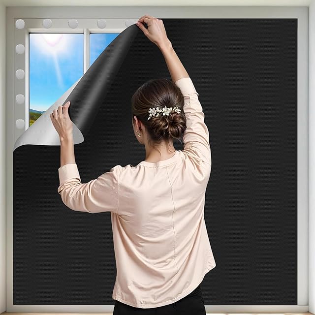 100% Blackout Curtains for Bedroom 118" x 57" Portable Window Blinds Cover Adhesive Thermal Blackout Blinds No Drill Guard Blind for Window Shades Temporary Room Darkening Shades for Skylight RV Dorm