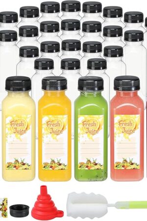 30pcs 10oz Empty Plastic Juice Bottles with Caps Reusable Food Grade Drink Bottles with Leak-Proof Tamper Evident Caps Bulk Clear Beverage Containers for Homemade Drinks Smoothie Milk