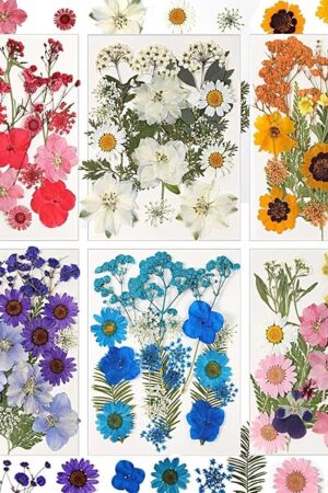 103 Pcs Dried Pressed Flowers for Resin, Real Pressed Flowers Dry Leaves Bulk Natural Herbs Kit for Scrapbooking DIY Art Crafts, Epoxy Resin Jewelry Molds, Candle, Soap Making, Nails Décor