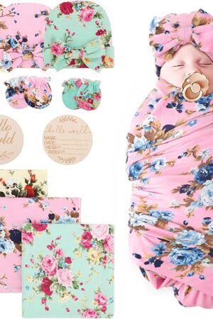 DRESHOW BQUBO Floral Swaddles Receiving Blanket Floral Print Set