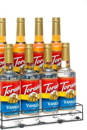 8 Bottles Coffee Syrup Rack Organizer, Coffee Syrup Stand Holder, 2 Tier Coffee Syrup Organizer for Coffee Bar Station, Wine Rack for Countertop, Bottle Display Shelf for Cocktail, Dressing
