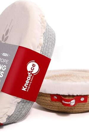 Cotton Rope Banneton Bread Proofing Basket Set, Oval & Round Bread Baskets with Liners & Covers for Artisan Bread Baking, Sourdough Bread Baking Supplies