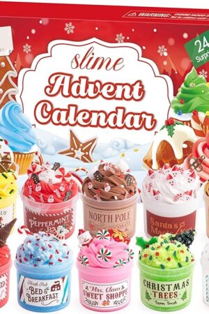 Advent Calendar 2025-24 Days of Slime and Charms Kit - Christmas Countdown Calendars Gifts for Girls Boys Kids Teens Toddlers