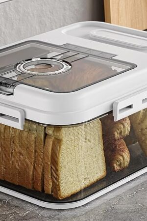 Bread Box For Kitchen Countertop, Airtight Bread Storage Container, Time Recording Bread Keeper with Lid,Bread Storage For Homemade Breads, Toast, And Cookies, White Bread Holder.