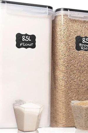 WHITE FEATHER SUPPLIES 2 PC [8.5L / 287 Oz] Extra Large Airtight Food Storage Containers with Lids - BPA Free Kitchen and Pantry Organization Containers for Baking Supplies, Cereal, Flour, Sugar, Rice