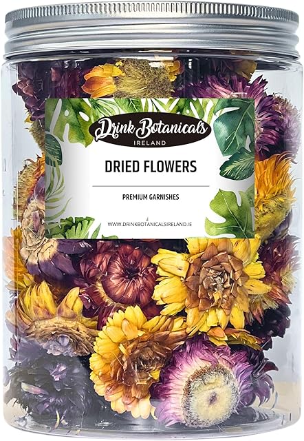 Edible Dried Mixed Flowers | 100% Natural & Edible | 50+ Flowers | Flowers for Garnishing Cocktails, Cake Decoration, Tea Infusions | 50G,1.76 Oz| Chrysanthemum Flowers | PETJar | Drink Botanicals