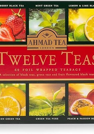 Ahmad Tea Variety Gift Box, 60 Foil Enveloped Teabags, Twelve Teas, 1 Count