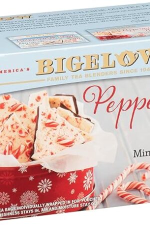 Bigelow Tea Peppermint Bark Herbal Tea, Caffeine Free Tea with Peppermint and Chocolate, Holiday and Christmas Tea, 18 Count Box (Pack of 6), 108 Total Tea Bags
