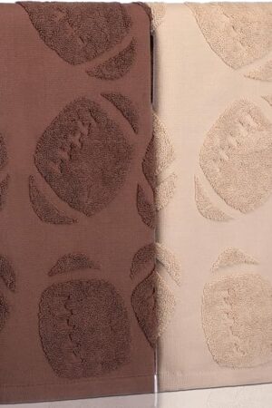 2 Pcs Football Hand Towels for Bathroom Cotton Absorbent Football Jacquard Weave Bath Towel Rugby Decorative Washcloths for Hand Drying Cleaning Cooking, 14 x 29 Inch