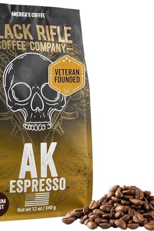 Black Rifle Coffee Company, AK-47 Espresso,100% Arabica Coffee,Colombian Supremo Roasted Dark, Whole Bean 12 oz Bag