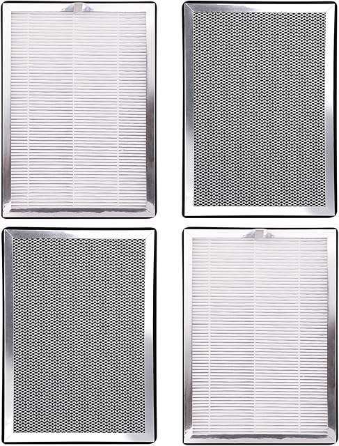 4-Pack MA25 Replacement Filter Compatible with Modify Air Purifier MA-25 Series S1/B1/W1, 3-in-1 H13 Ture HEPA with Activated Carbon Pre-filter