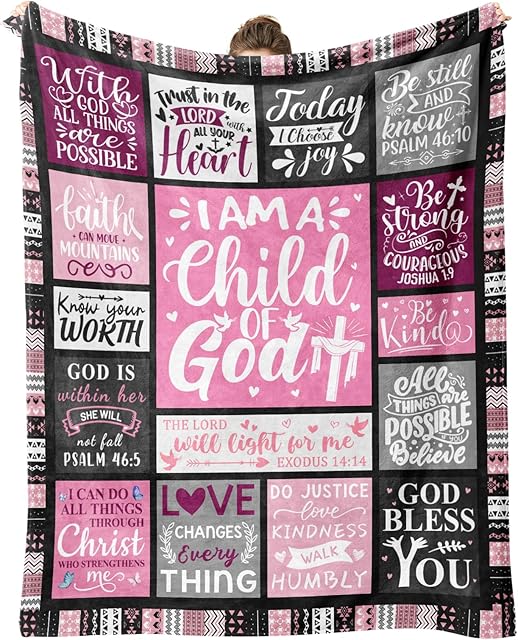 Christian Gifts for Women, Baptism Gifts for Girl, Religious Gifts for Women, Christian Blanket, Catholic Spiritual Bible Merch 60"x50" Throws Blanket for Birthday.