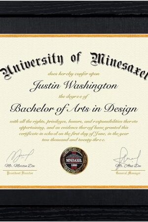 11x14 Diploma Frame with 8.5 x 11 Black Mat Fits Certificate Document, 8.5x11 Degree Frame for Wall or Tabletop Display