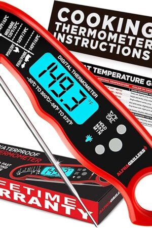 Alpha Grillers Meat Thermometer Digital - Instant Read Food Thermometer for Cooking Grilling Air Fryer Griddle Probe Kitchen Gadgets Essentials BBQ Accessories Grill Gifts for Men Him Dad Birthday