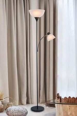 Adjustable Black Floor Lamp With Reading Light, Tall Lamp For Living Room, Bedroom, Office, Susan 72" Standing Lamps For Living Room, Corner Light, Stand Lamp, Floor Lamps For Living Room Modern