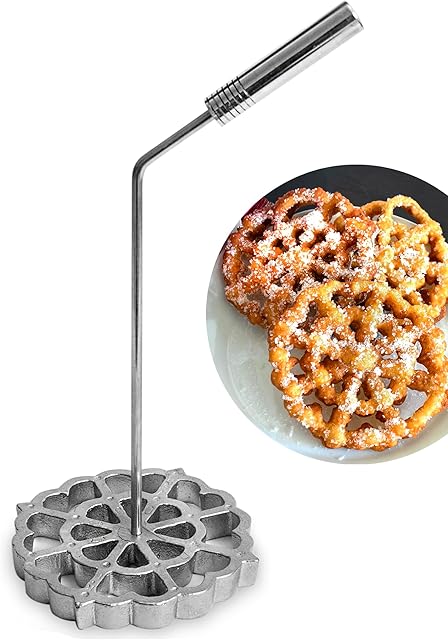 Bunuelos Mold with Handle (4.7 in Cast Aluminum) - Molde para Buñuelos de Viento Mexicanos - Buñuelos de Viento Moldes - Bunuelo Mold Mexican Cookware - Rosette Iron Set with Handle