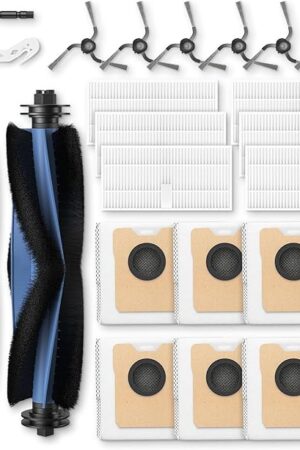 C10 Accessories for eufy C10 Robot Vacuum, 22 Pack Replacement Parts Include: 2* Main Rolling Brush, 6* Washable Filter, 6* Side Brush, 6* Dust Bag, 2* Cleaning Tool