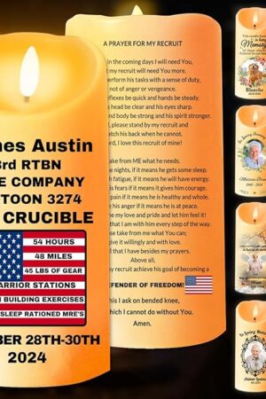 Custom Crucible Candle Marine Personalized Flameless Prayer Candles Light with Recruits Name Customized Thanksgiving Gifts