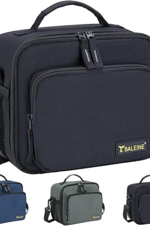 BALEINE Insulated Lunch Bag for Men Women, Leakproof Cooler Bag with Adjustable Shoulder Strap for Work Picnic, Lunch Box for Women Men (Small, Black)