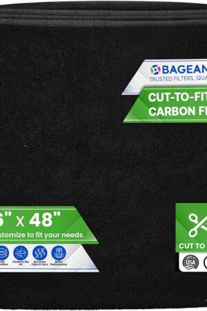 Cut to Fit Activated Carbon Filter Sheet 6? x 48? - Activated Carbon Air Filter for Air Purifiers Window AC Air Vent And More - Charcoal Filters Effectively Absorb Odors & Freshens the Air (1-Pack)