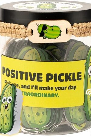 60 Positive Pickle Cards Jar, Affirmation Cards For Women, Teens, Emotional Support, Back To School Gifts, Teacher Gifts, Birthday Gifts For Women, White Elephant Gifts, Teen Girl Gifts Trendy Stuff
