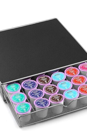 Coffee Pod Drawer, K-Cup Holder Drawer for 36 Coffee Pods Storage, Under Coffee Pot Storage and Sliding Drawer, Office or Home Kitchen Counter Organizer
