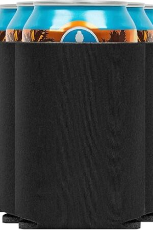 Blank Beer Can Coolers Sleeves (30-Pack) Soft Insulated Beer Can Cooler Sleeves - HTV Friendly Plain Black Can Sleeves for Soda, Beer & Water Bottles - Blanks for Vinyl Projects Wedding Favors & Gifts
