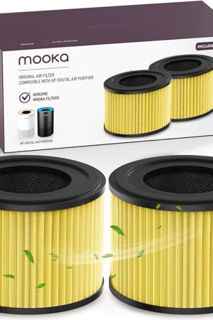 2 Pack MOOKA AP-S0610L Air Purifier Pet Mode Filter, 3-in-1 True HEPA Filter, High-Efficiency Activated Carbon Air Filter for Allergies, Smoke, Odor, Dander, Pollen
