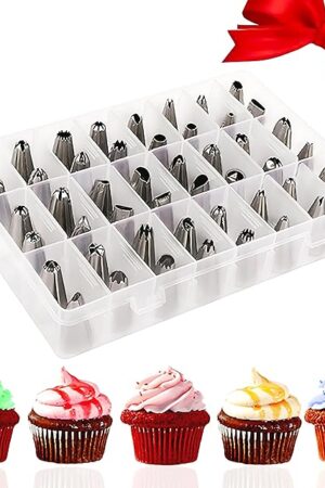 48-Piece Numbered Piping Tips, Cookie Icing Tips, Cookie Decorating Kit, Cake Decorating Tips for Cupcakes Cookies, Cake Supply Master Decorating Tip Set