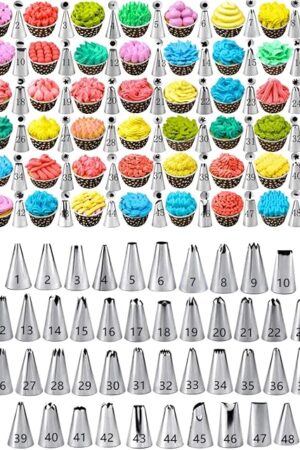 Cake Decorating Tips and Icing Piping Tips Coupler With 48pcs Piping Tips Instructions