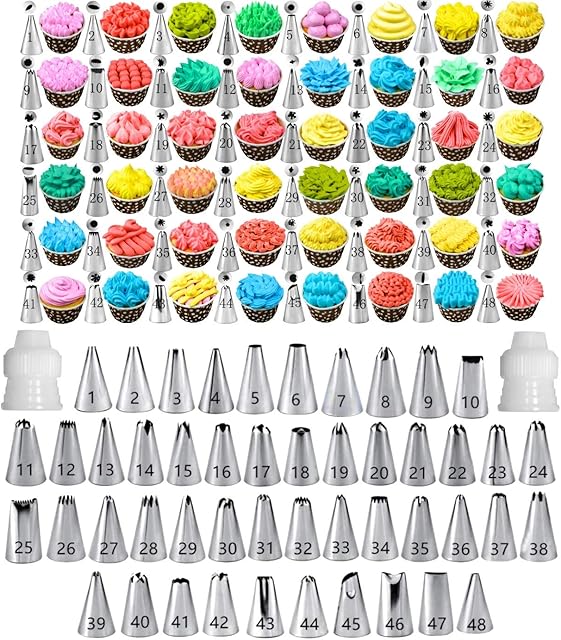 Cake Decorating Tips and Icing Piping Tips Coupler With 48pcs Piping Tips Instructions