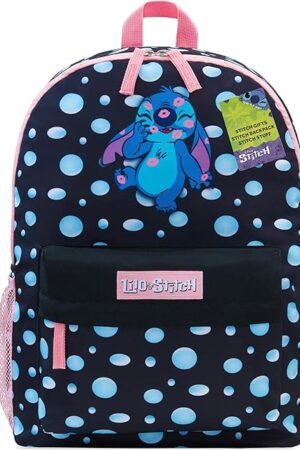 Disney Stitch Backpack for Girls Teens School Bag Kids Book Bag School Supplies Gifts (Black)