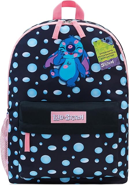 Disney Stitch Backpack for Girls Teens School Bag Kids Book Bag School Supplies Gifts (Black)