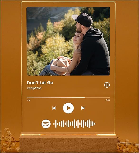 Custom Music Plaque - Personalized Acrylic Song Plaque/Glass Album Cover/Present for Girlfriend - Customized Music Sign - Long Distance Gifts - Couple Present for Her/Him/Boyfriend