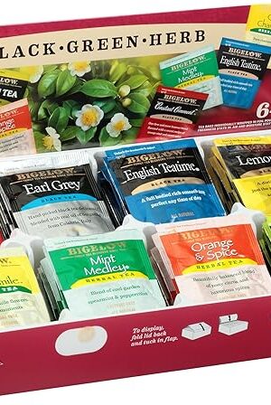 Bigelow Tea Assortment, 64 Tea Bags - Green, Black & Herbal | English Teatime | Constant Comment | Lemon Lift | Earl Grey | Cozy Chamomile | Orange Spice | Mint Medley | Varieties | Pack of 1