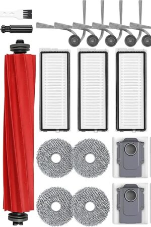Accessories Replacement Kit Compatible With Roborock QV 35A 35S Robot Vacuum Cleaner,2 Main Brush Roller,4 Hepa Filters,4 Mop Pads,6 Side Brushes,4 Dust Bags,2 Tool