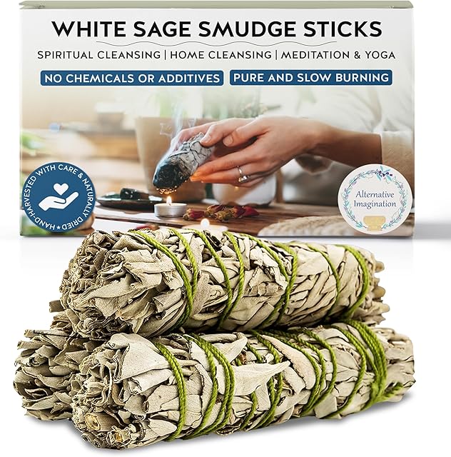 Alternative Imagination White Sage Smudge Stick Set – 3-Pack of 4-Inch Bundles for Home Cleansing, Meditation Rituals, Energy Clearing, Witchcraft Tools, Spiritual Gifts, Yoga, Altar, and Smudging