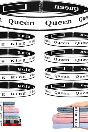 8Pcs Bed Sheet Organizer Bands Sheets Labels for Elastic Bedding Linen Closet Storage Foldable Sheet Set Organizer Sheet Keeper Band King Queen
