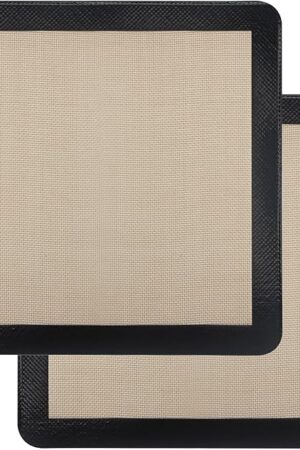 2Pcs Silicone Baking Mats for 12 Inch Cake Pan/12x12 Cheesecake Pan/Toaster Oven Air Fryer Liner, 11.75"Square Food Grade Silicone Mats for Baking, Non Slip Silicone Baking Sheet, Non Stick Reusable