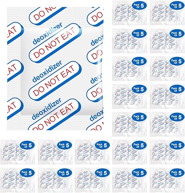 400cc Oxygen Absorbers for Food Storage - 100 Count (20x Packs of 5) - for Long Term Food Storage & Survival, Mylar Bags, Canning, Harvest Right Freeze Dryer, Dehydrated, and Preserved Foods