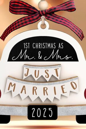 Wedding Gifts - Mr and Mrs Gifts - Wedding Gift for Couples 2025, Bride, Future Mr and Mrs - Bridal Shower Bride Gift Ideas for Married Newlywed - Wood First Christmas Married Ornament 2025