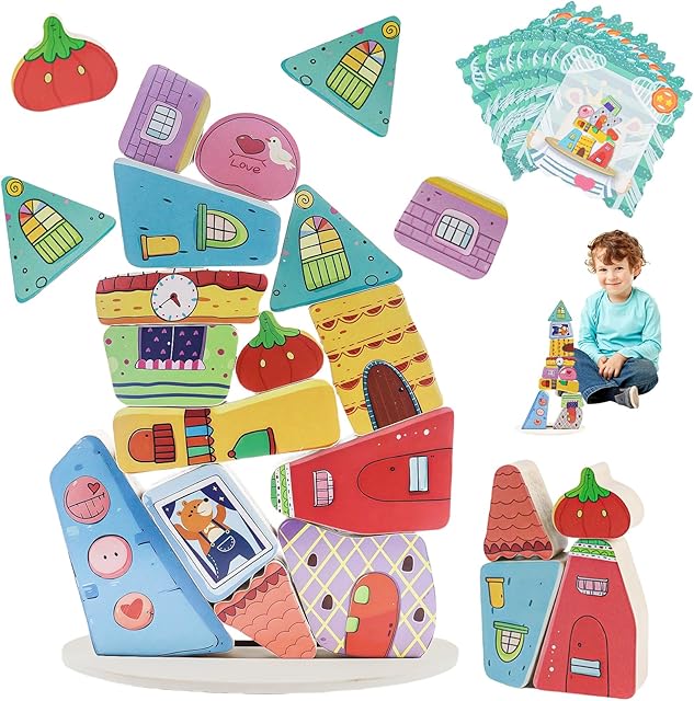 The Stacking Toys, Colorful Houses Stacking Blocks, Building Blocks, Stacking Blocks, Stacking Education Puzzle