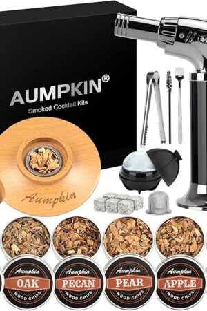 Cocktail Smoker Kit with Torch – 6 Flavors Wood Chips – Bourbon, Whiskey Smoker Infuser Kit, Old Fashioned Drink Smoker Kit, Birthday Bourbon Whiskey Gifts for Men, Dad, Husband (Without Butane)