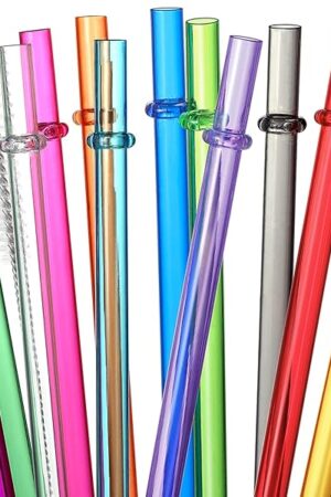 24 PCS, Reusable Straws with 4 Brushes, 10.5" Long Tritan Hard Plastic Straws, 12 Colors Translucent Replacement Drinking for 16OZ-32 OZ Tumblers, Cups, Jars, Stanley, YETI, Starbucks, BPA Free
